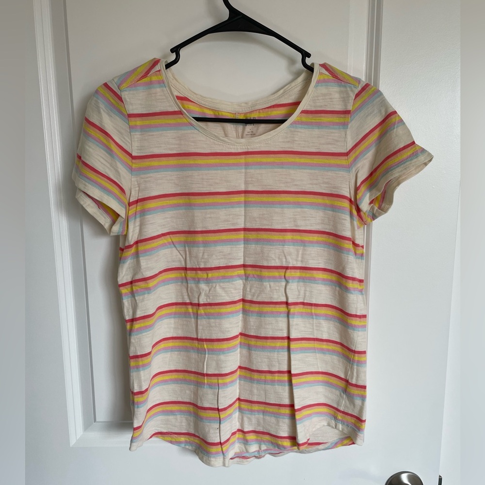 GAP Cream, Multi-Color Striped T-Shirt